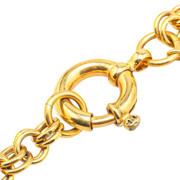 Vintage Chanel Coco Mark Mirror Chain Pendant Necklace, Gold Plated, Women\'s